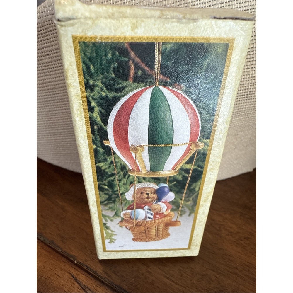 VINTAGE NOBEL HALL FLYING HIGH TEDDY LITE-UP BALLOON ORNAMENT New  Box Christmas